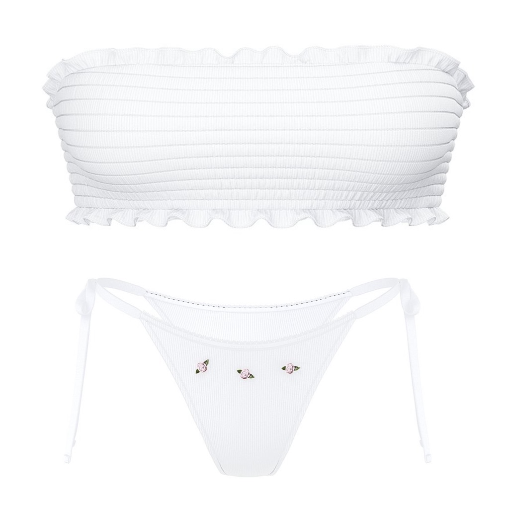 Nwt Frankie’s Bikinis Iris Rib Top & Rosemary Itsy Rib Bikini Vs White Size S